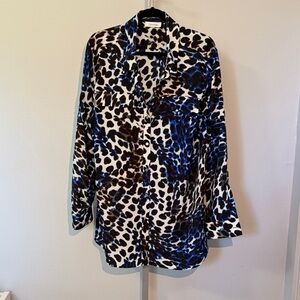 Calvin Klein Animal Print Button-Up Tunic Blouse 3X